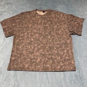 Anewsta T-Shirt Mens XL Acid Washed Brown Mottled Print Cotton Everyday Wear